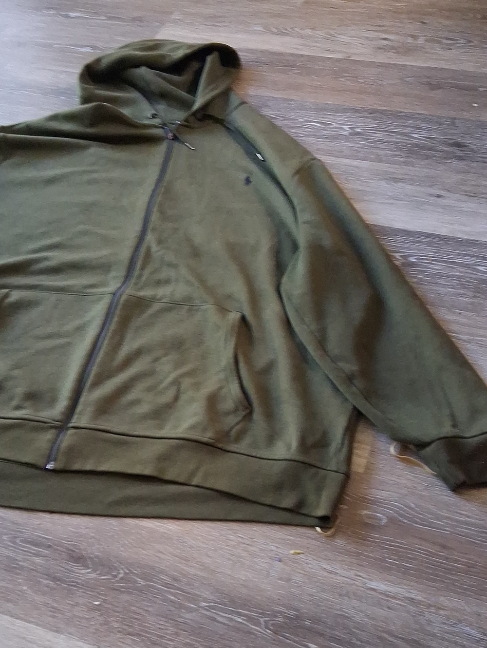 Men's Olive Green Zip Hoodie Jacket